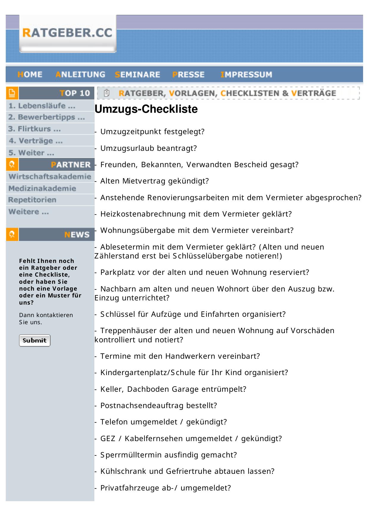 Ratgeber.cc Kostenlose Checklisten Vorlagen Verträge Briefvorlagen Ratgeber Formulare Musterverträge Musterbriefe Bewerbung Lebenslauf Zeugnis