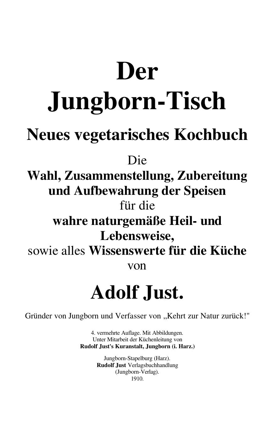 Der Jungborn-Tisch-Neues vegetarisches Kochbuch