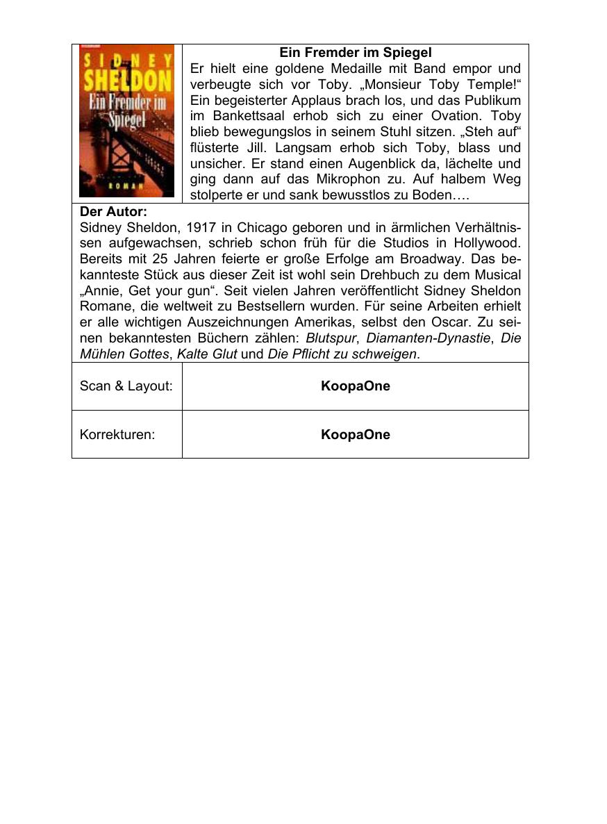 Microsoft Word - Sheldon, Sidney - Ein Fremder im Spiegel 0.9.doc