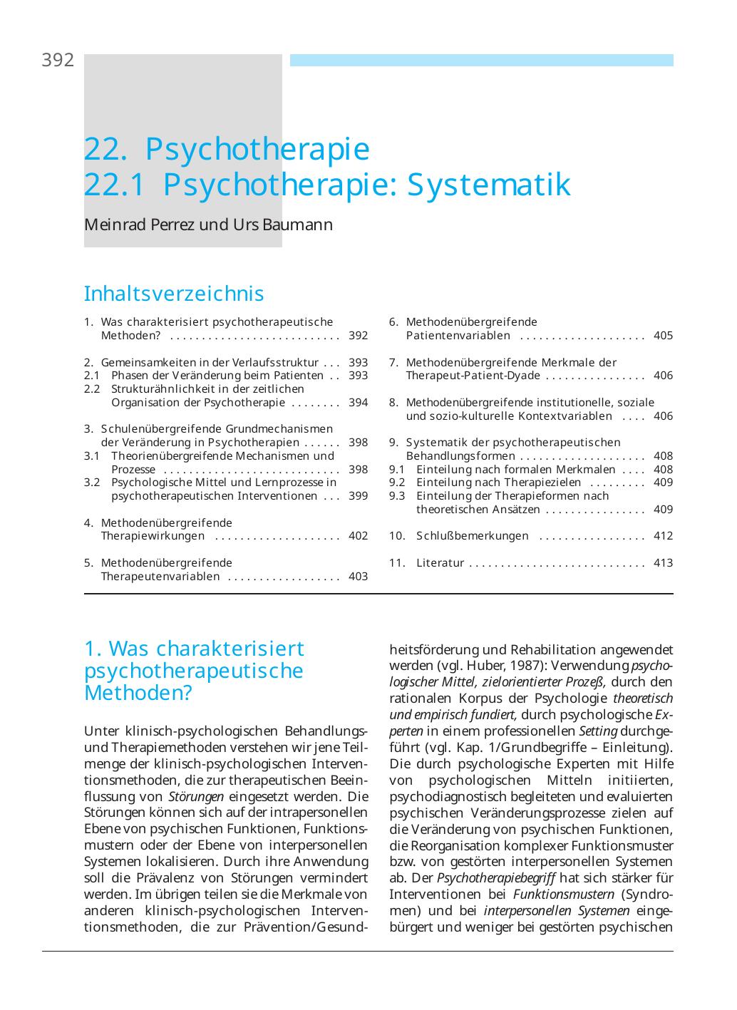 U. Baumann, M. Perrez (Hrsg.): Lehrbuch Klinische Psychologie – Psychotherapie
