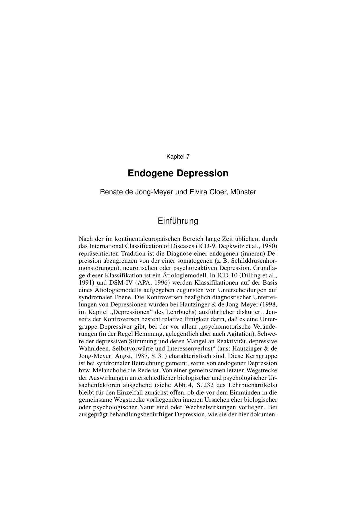 H. Reinecker (Hrsg.): Fallbuch der Klinischen Psychologie