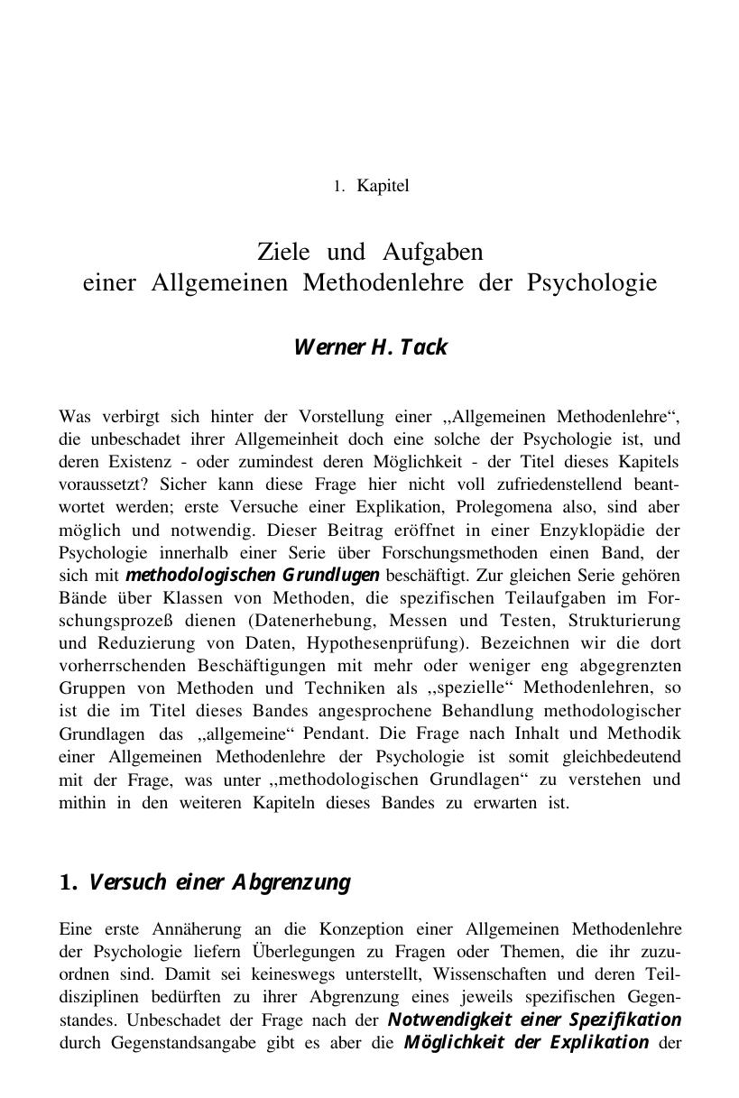 Enzyklopädie der Psychologie. Themenbereich B: Methodologie und Methoden. Serie I: Forschungsmethoden der Psychologie. Bd. 1: Methodologische Grundlagen der Psychologie
