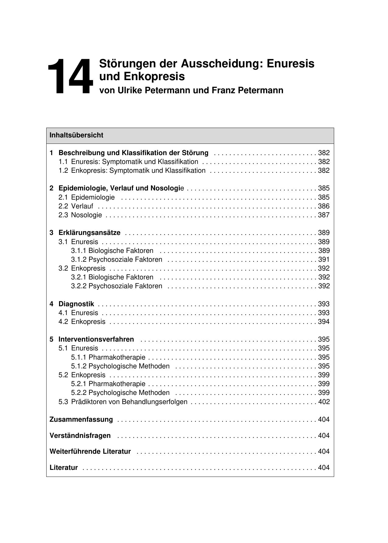 F. Petermann (Hrsg.): Lehrbuch der Klinischen Kinderpsychologie und -psychiatrie