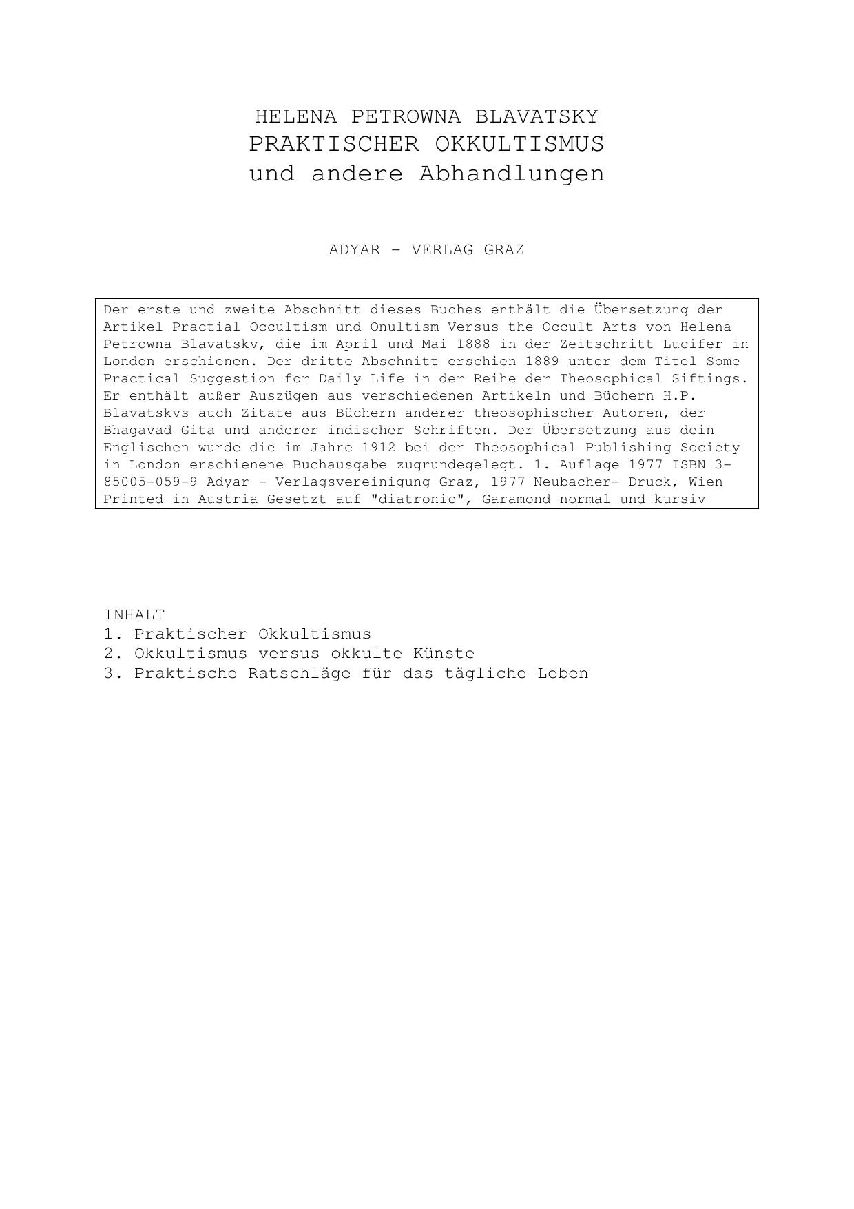 (Microsoft Word - H P Blavatsky - Praktischer Okkultismus + andere Abhandlun\205)