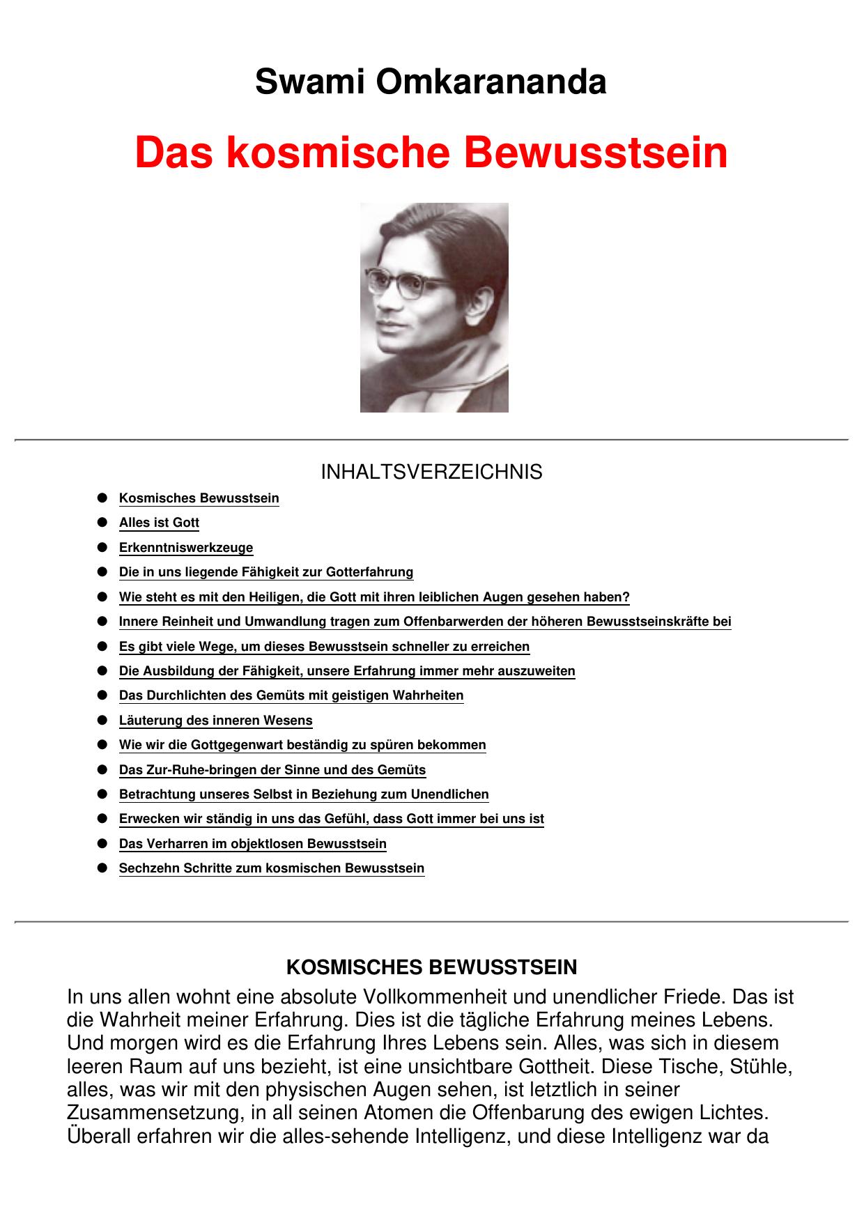 Omkarananda Ashram Publishing: Swami Omkarananda: Das kosmische Bewusstsein