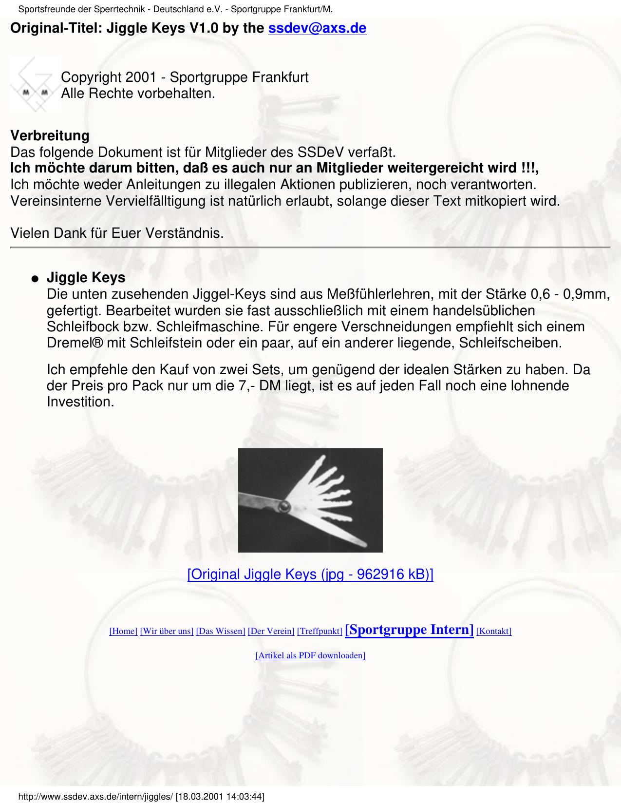Sportsfreunde der Sperrtechnik - Deutschland e.V. - Sportgruppe Frankfurt/M.