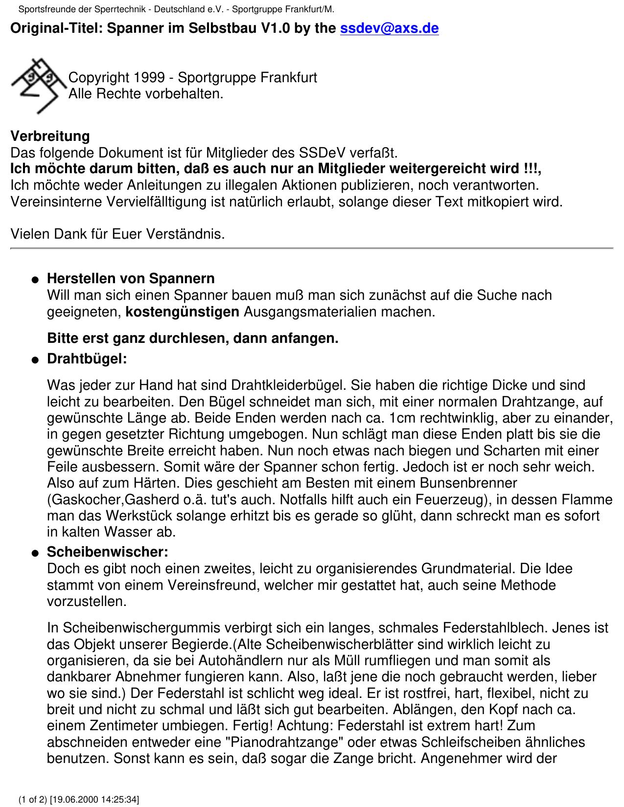 Sportsfreunde der Sperrtechnik - Deutschland e.V. - Sportgruppe Frankfurt/M.