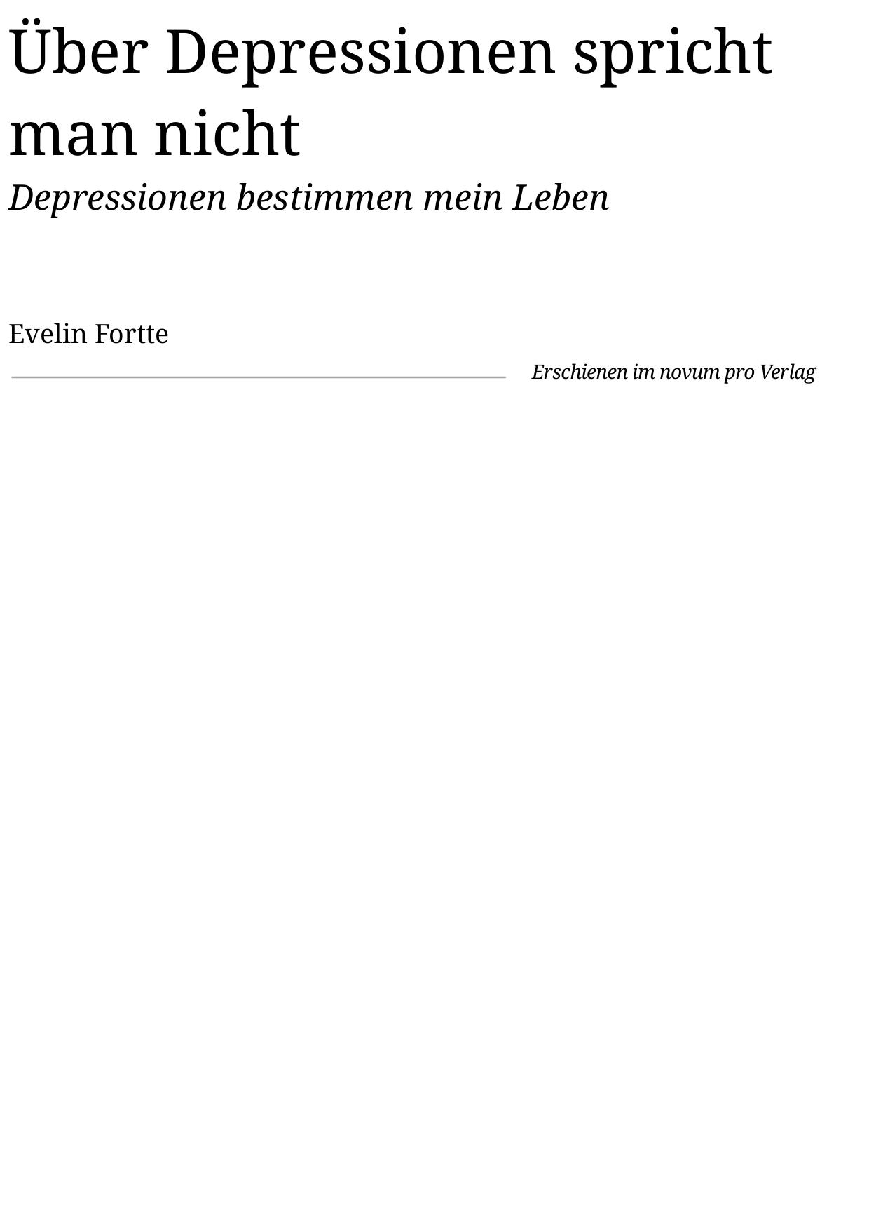 Ueber Depressionen spricht man nicht