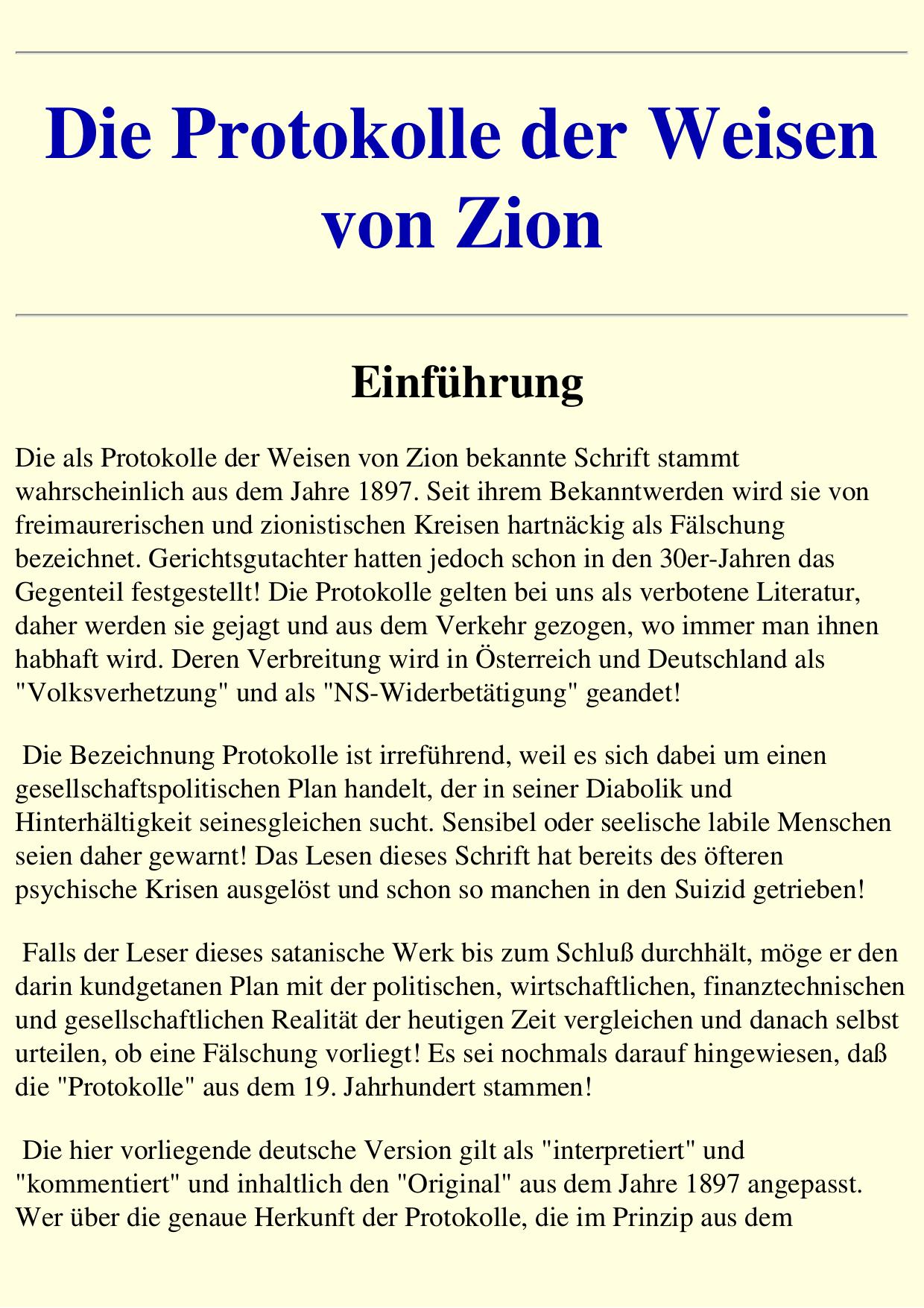 Die Protokolle der Weisen von Zion