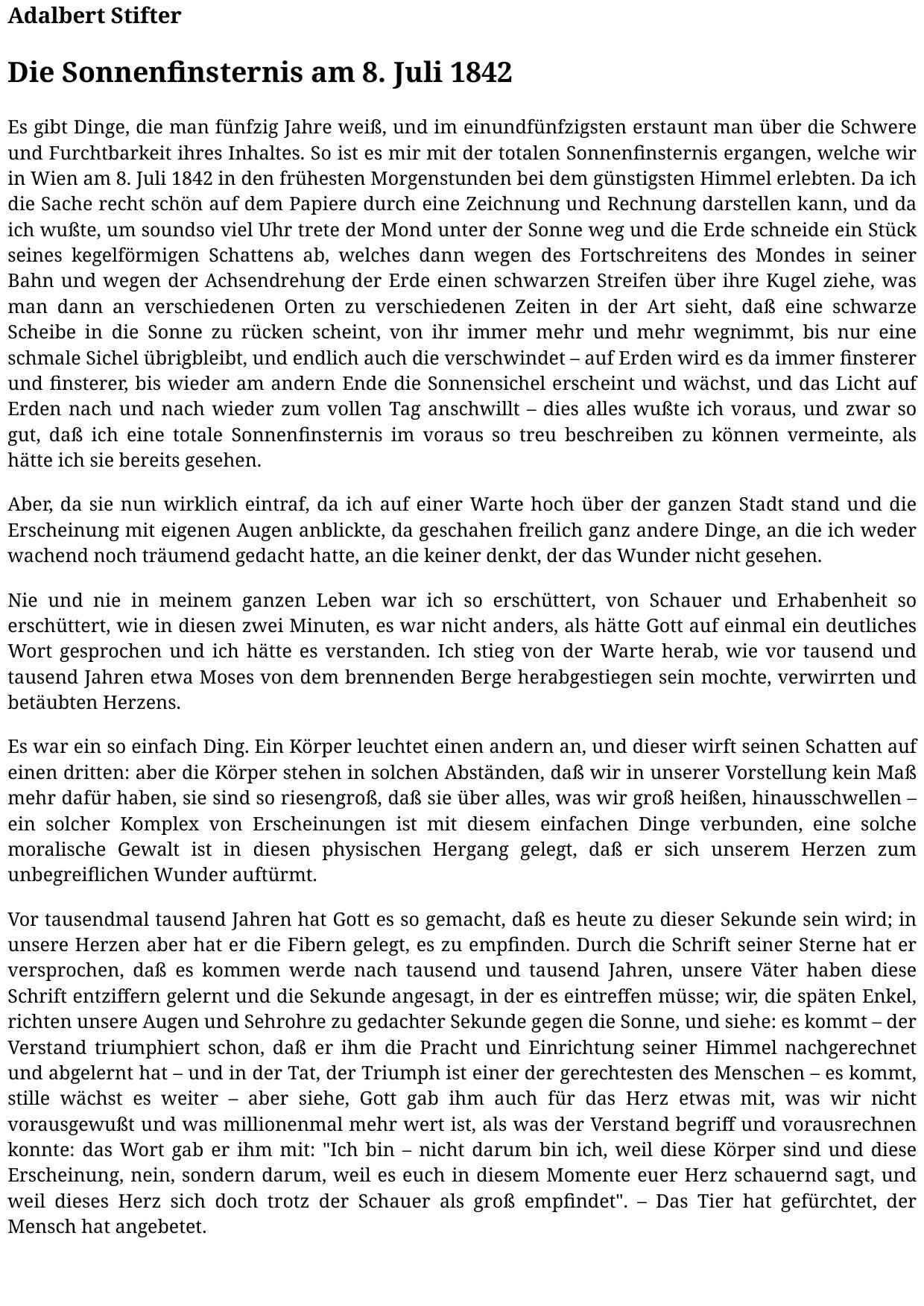 Die Sonnenfinsternis am 8. Juli 1842