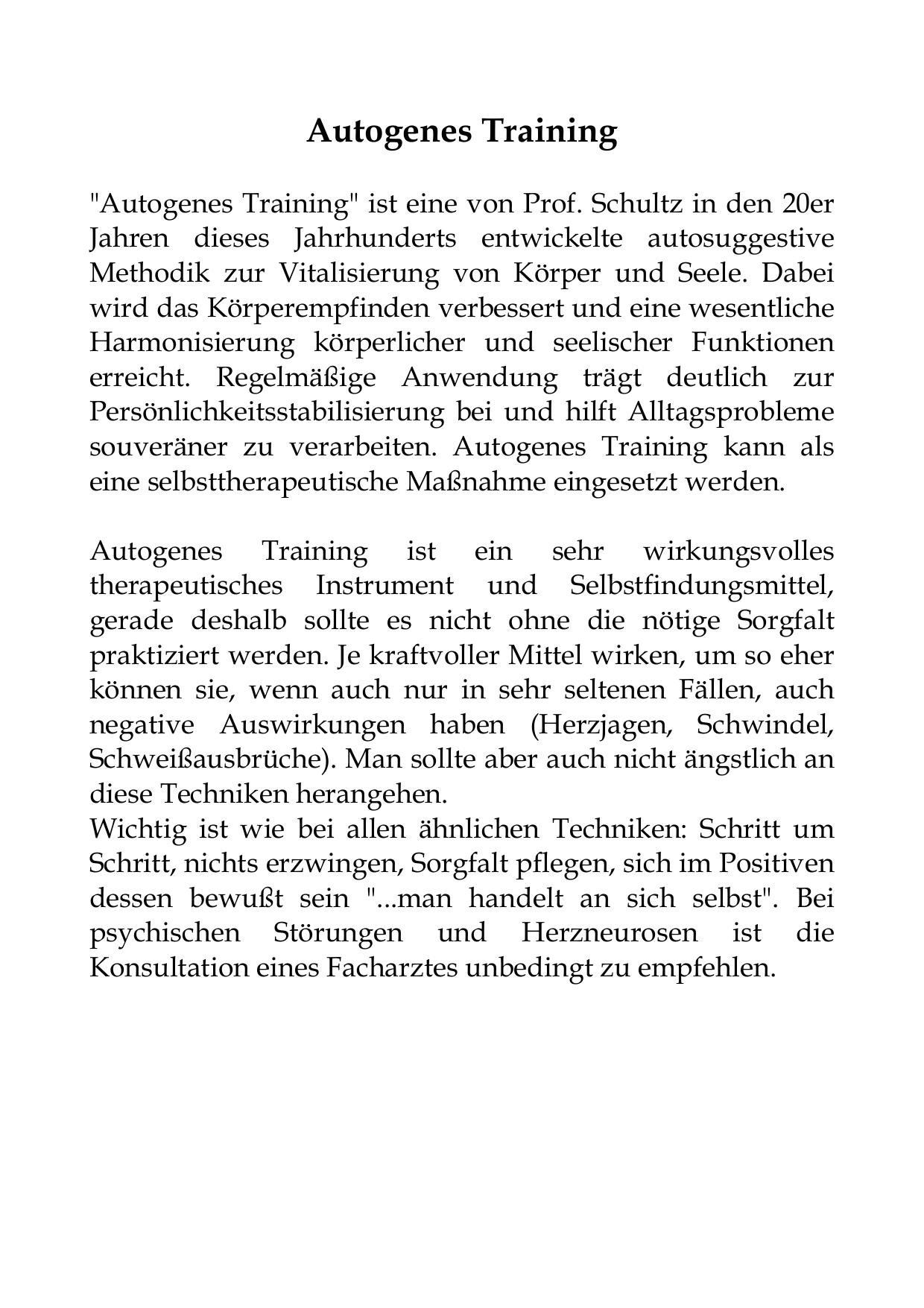 Anleitung Autogenes Training