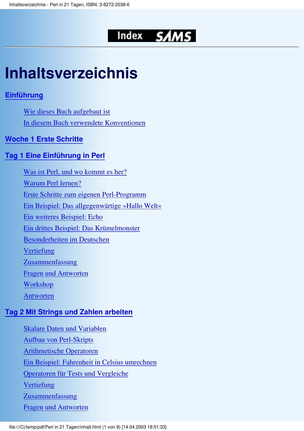 Perl in 21 Tagen