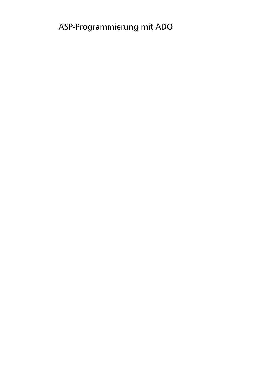 ASP-Programmierung mit ADO