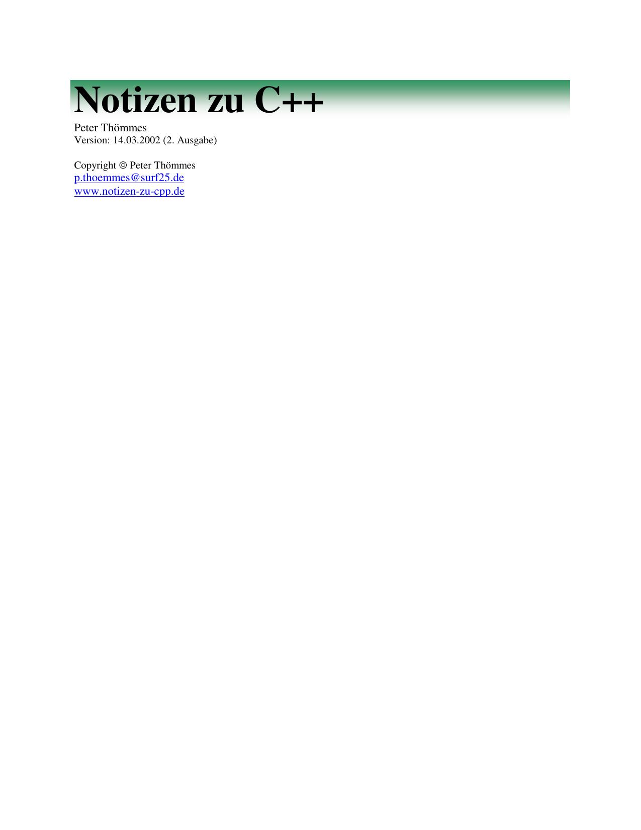 Notizen zu C++