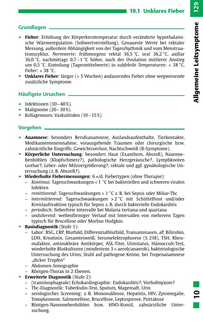Allgemeine Leitsymptome, Leitsymptome Thorax; Leitsymptome Abdomen