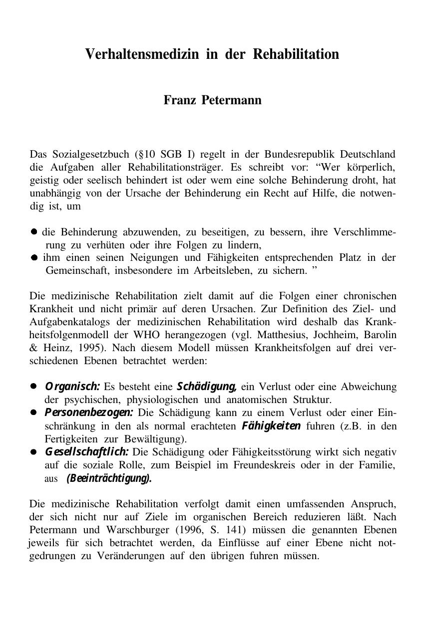 F. Petermann (Hrsg.): Rehabilitation