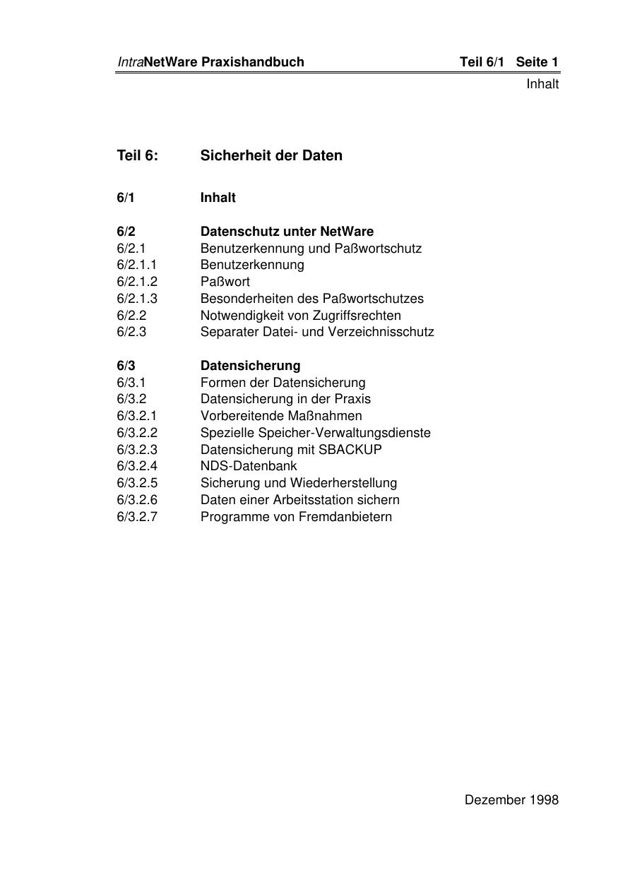 Sicherheit der Daten