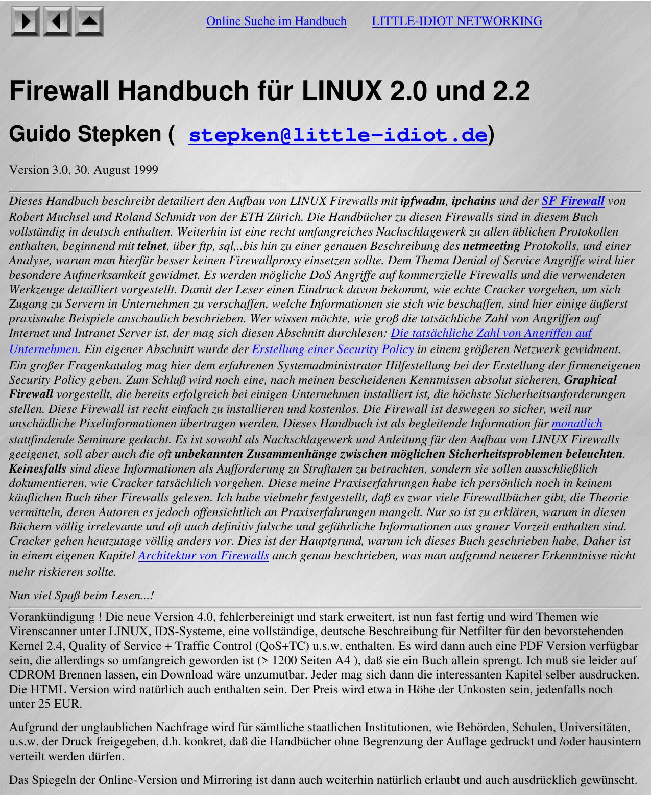 Firewall Handbuch für LINUX 2.0 und 2.2