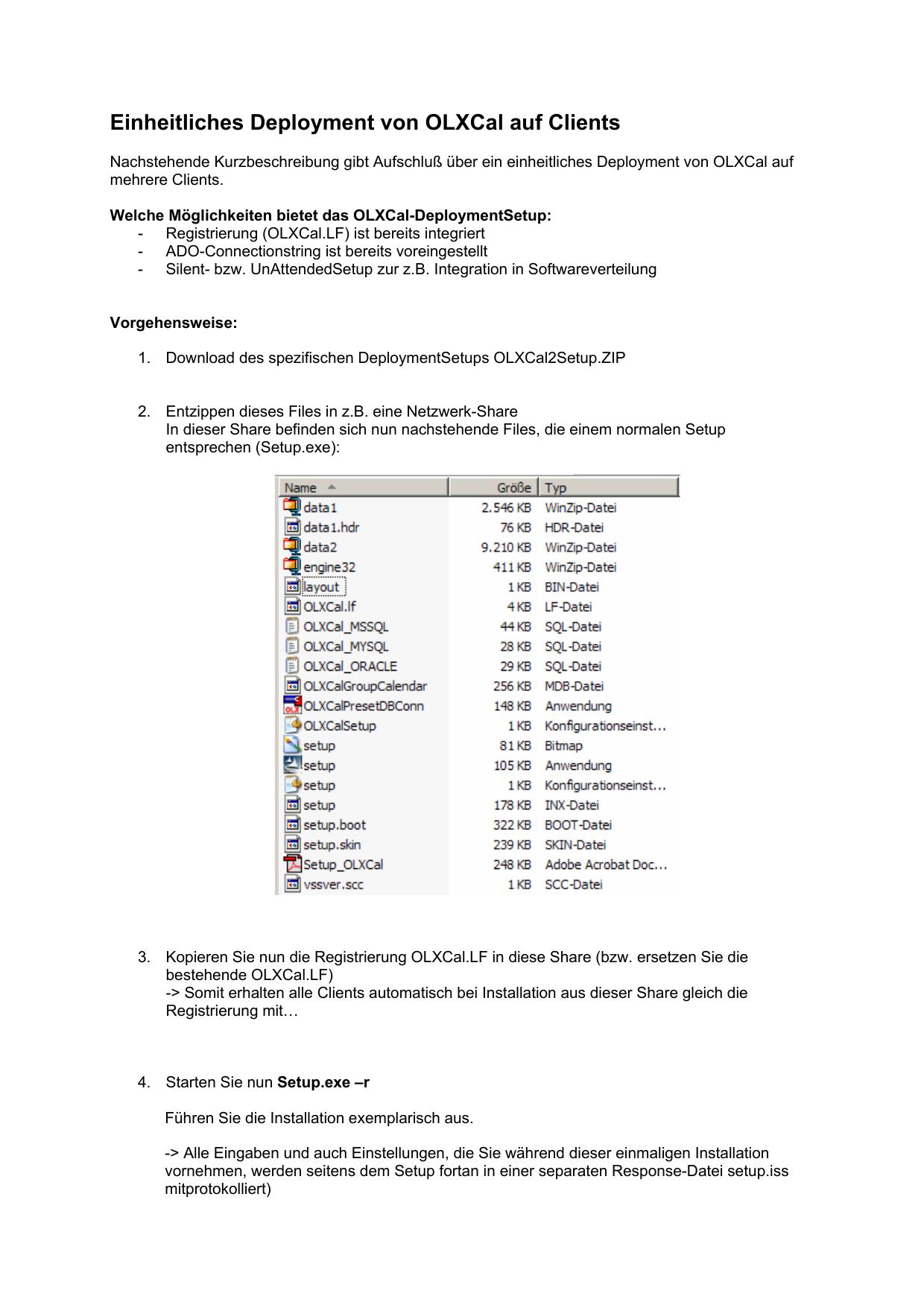 Einheitliches Deployment von OLXCal auf Clients
