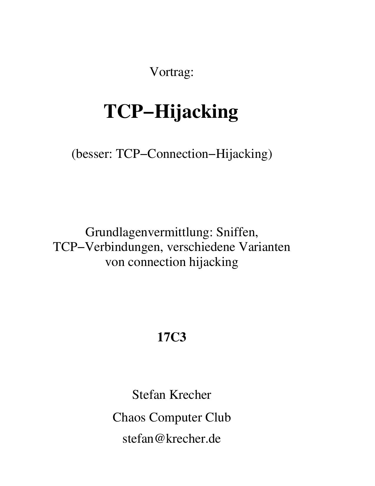 TCP Hijacking