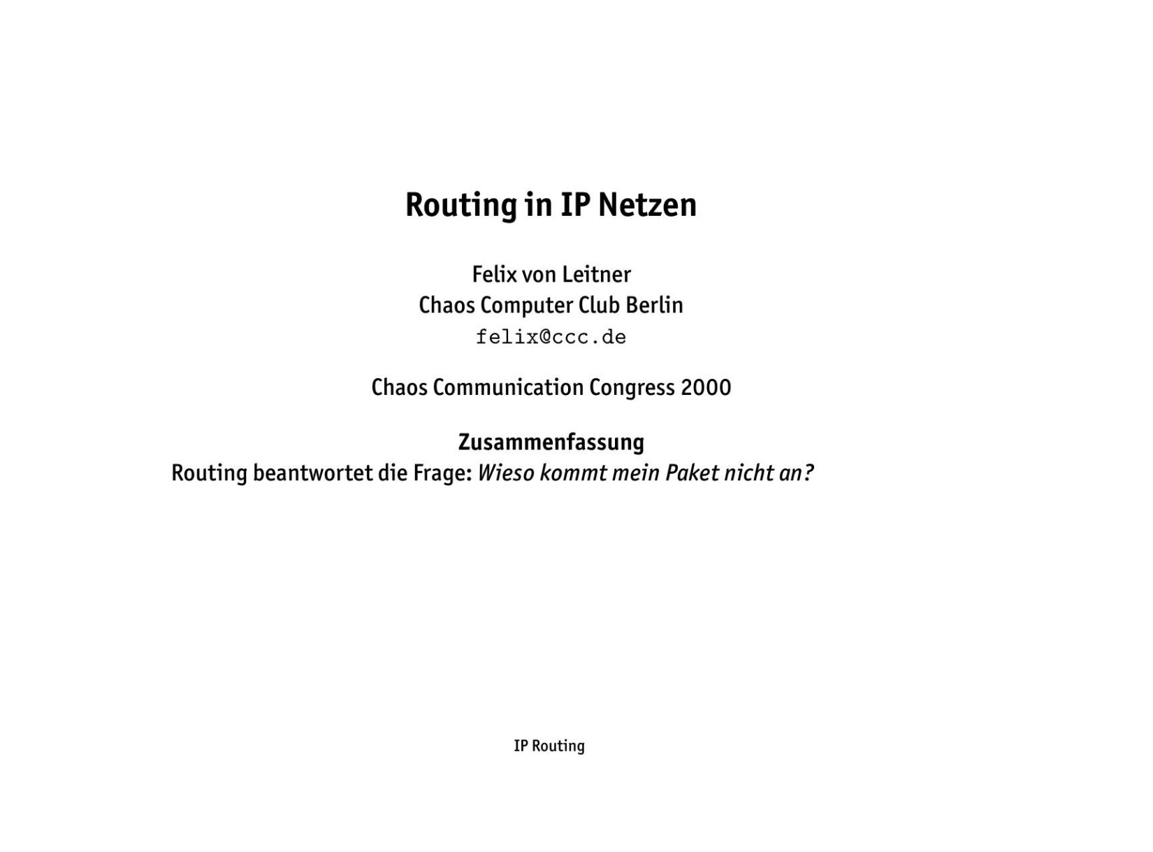 Routing in IP-Netzen