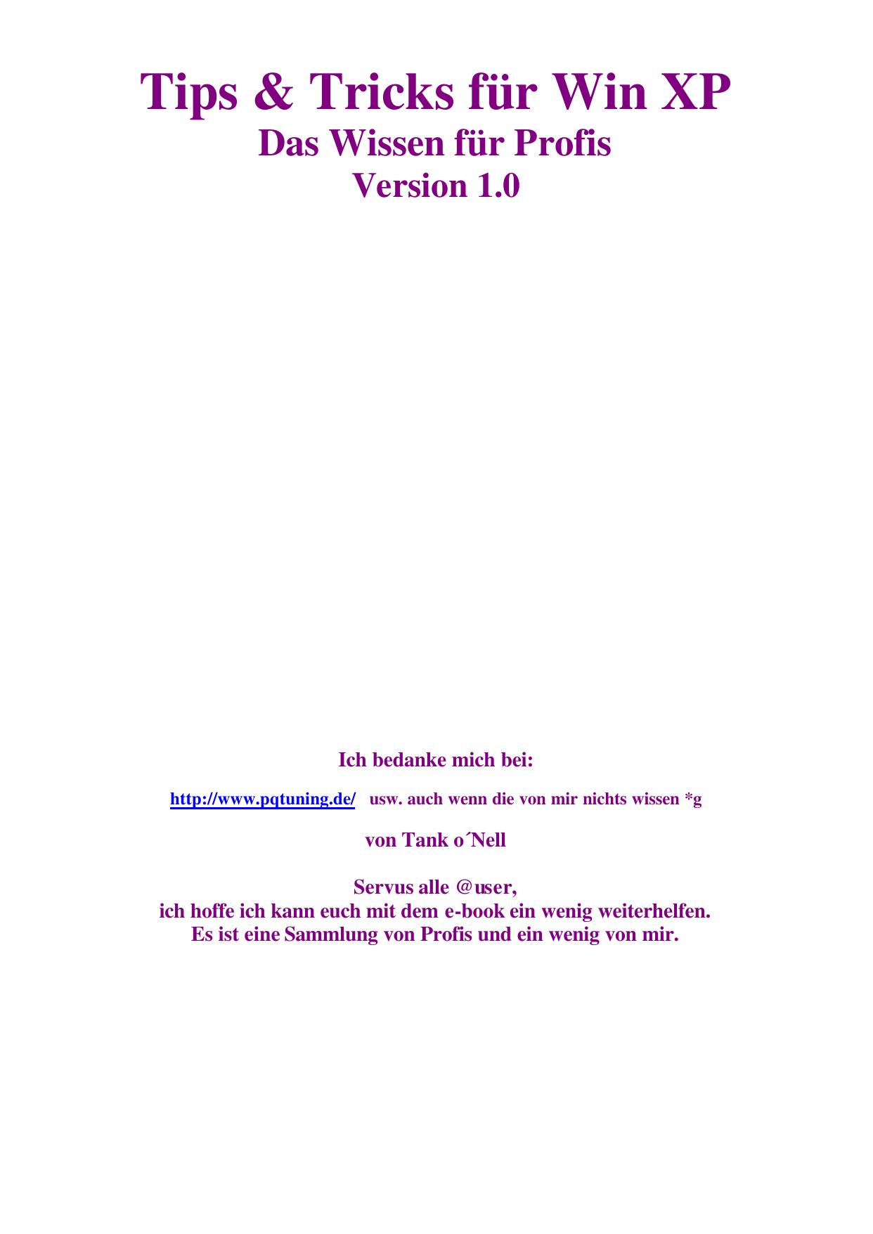 Windows XP - Tips Tricks Wissen - by ToN.doc