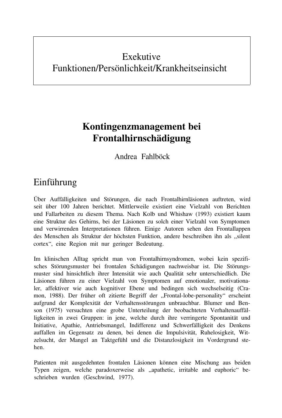 S. Gauggel & G. Kerkhoff (Hrsg.): Fallbuch der Klinischen Neuropsychologie