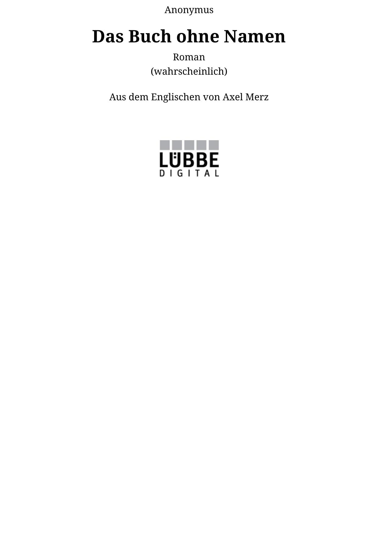 Das Buch ohne Namen - Anonymus: Buch ohne Namen - The Book With No Name