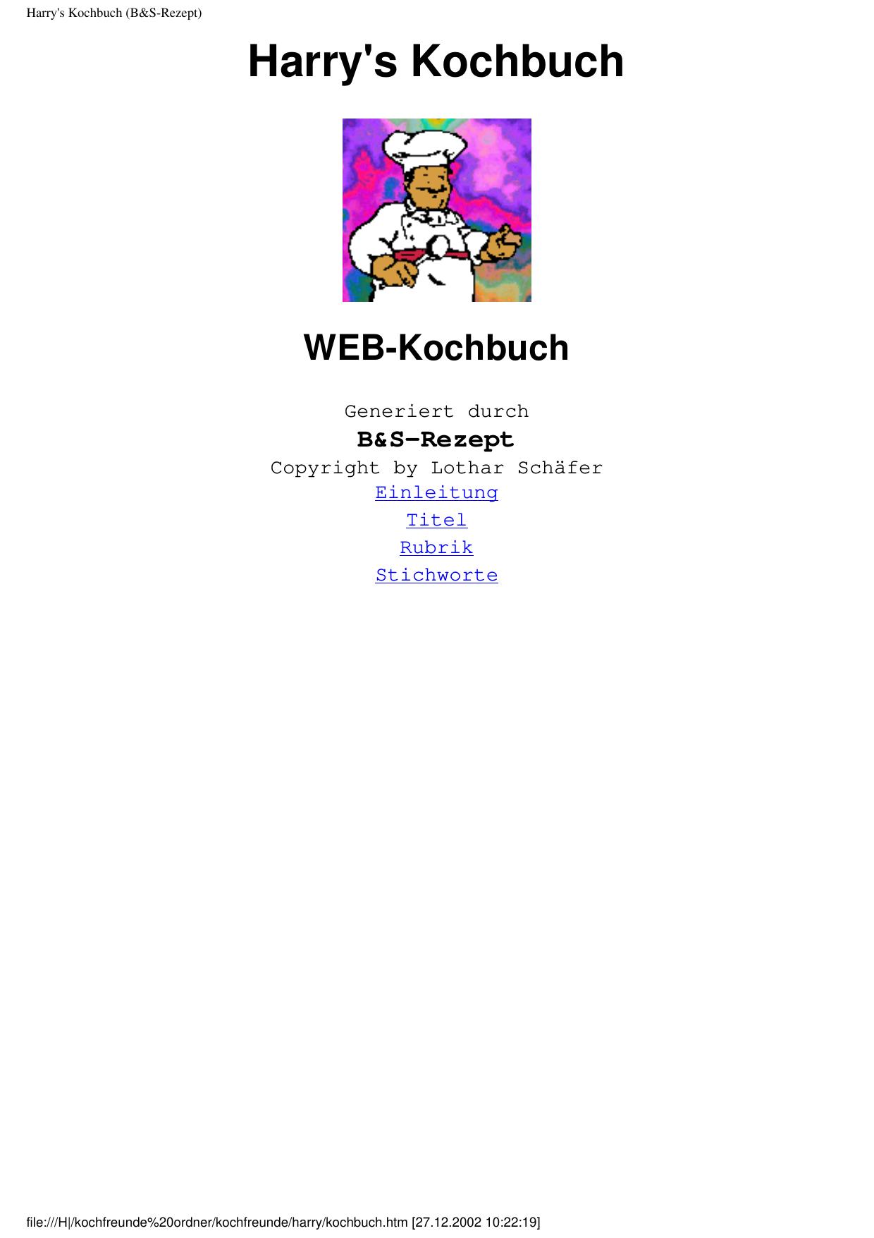 Harry's Kochbuch (B&S-Rezept)