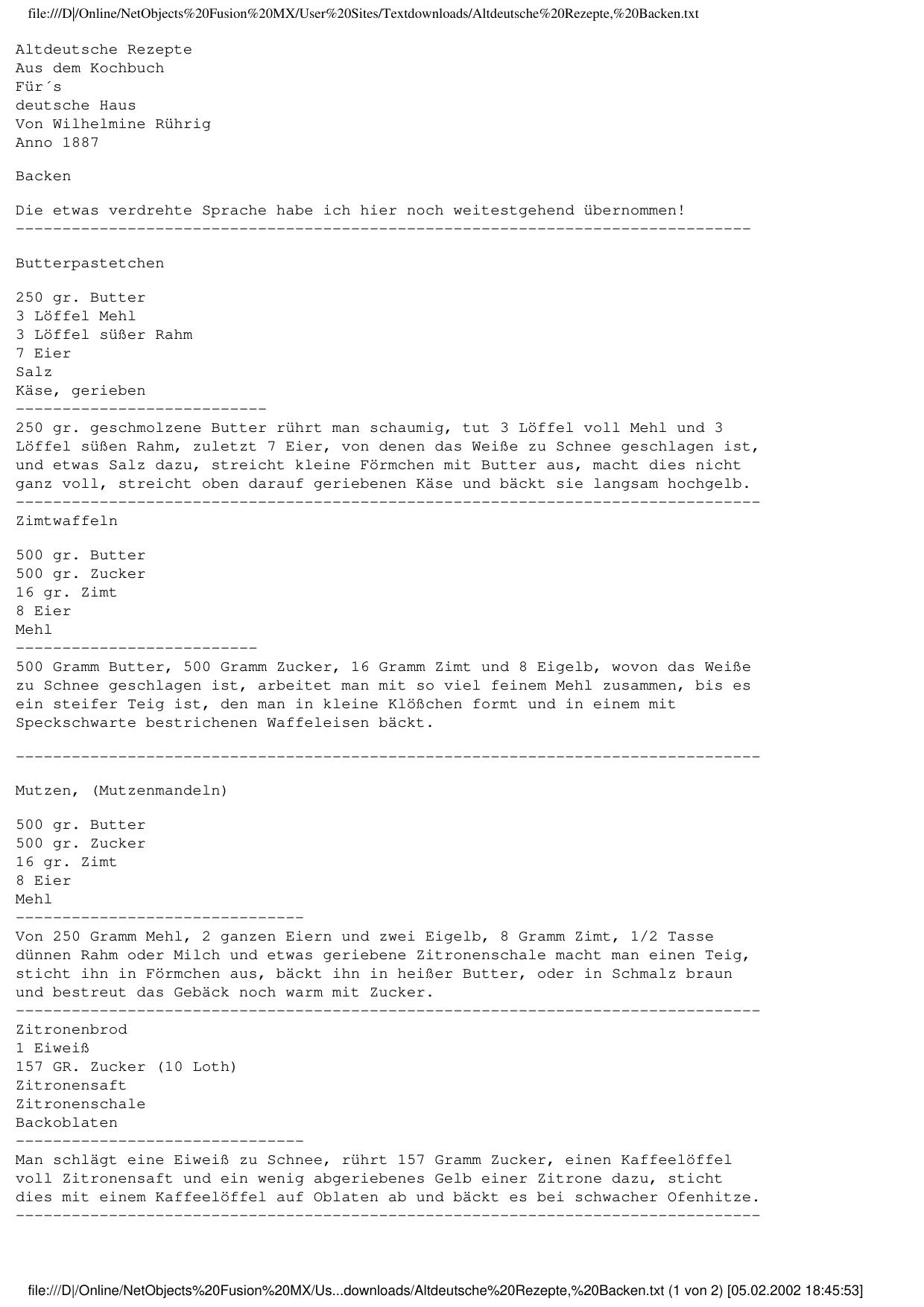file:///D|/Online/NetObjects%20Fusion%20MX/User%20Sites/Textdownloads/Altdeutsche%20Rezepte,%20Backen.txt