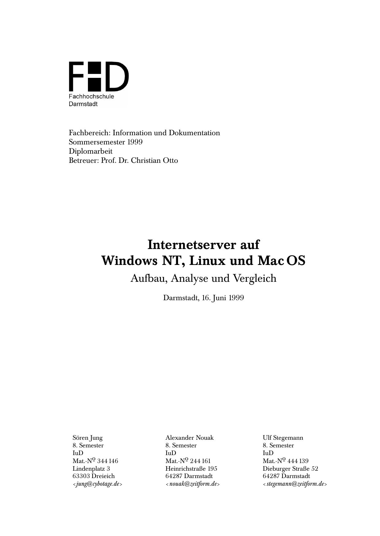 Internetserver auf Windows NT, Linux und Mac OS