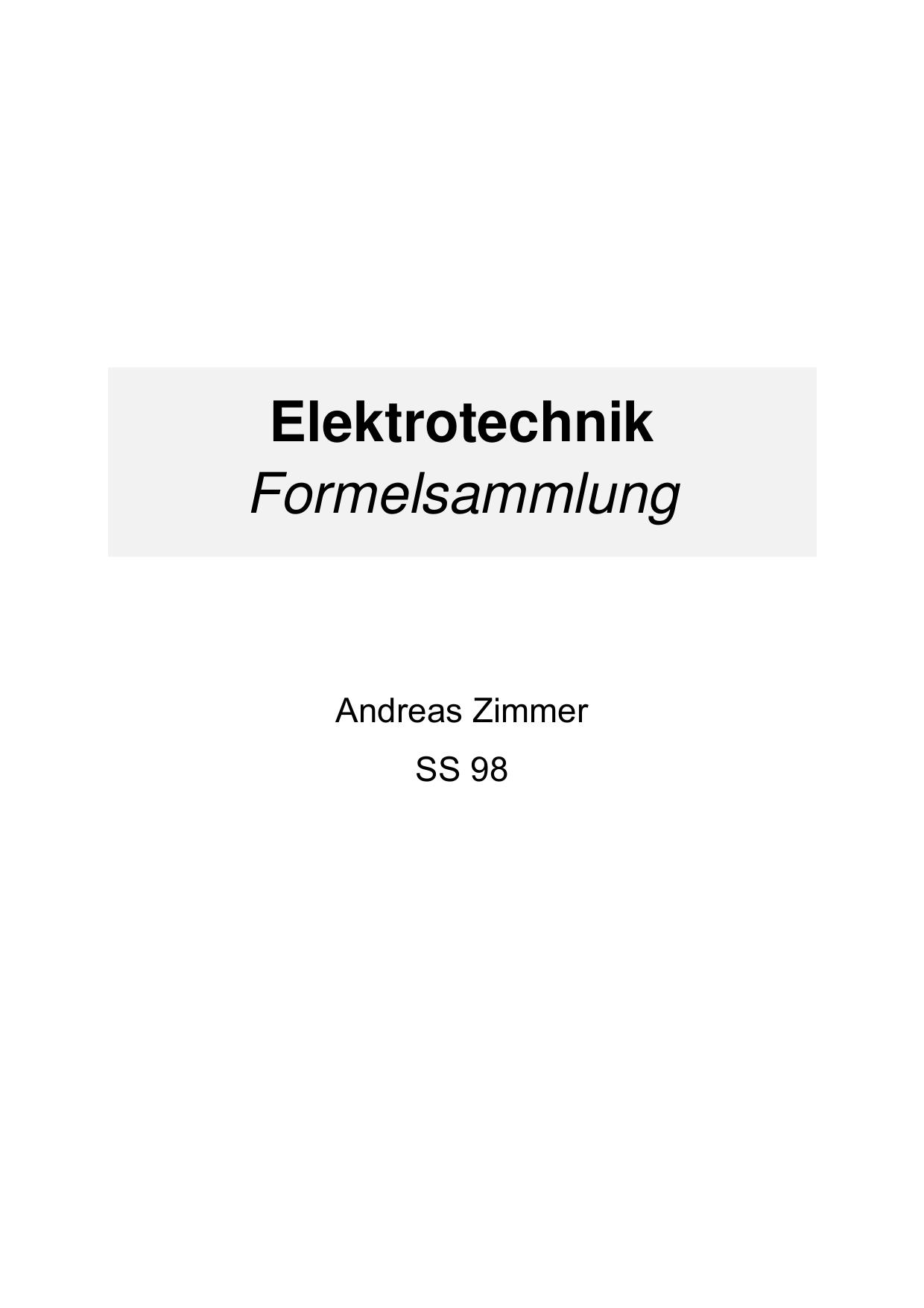 Elektrotechnik - Formelsammlung