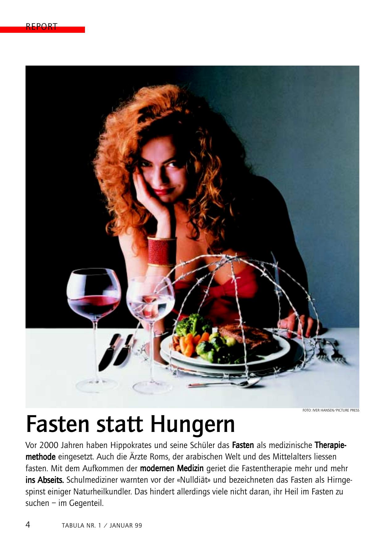 SVE-TABULA: Fasten statt Hungern (NR. 1/1999 - REPORT)
