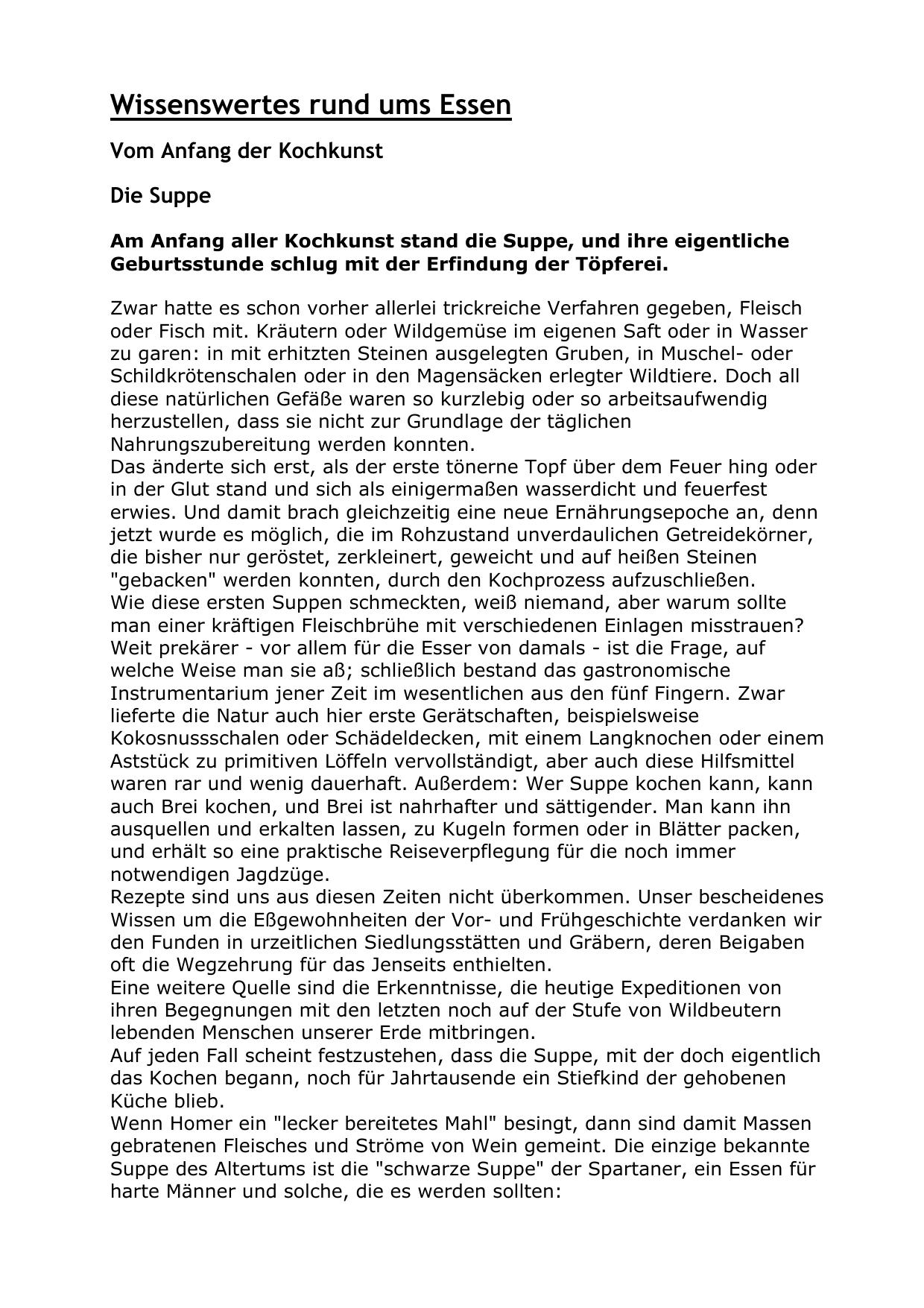 Wissenswertes rund ums Essen