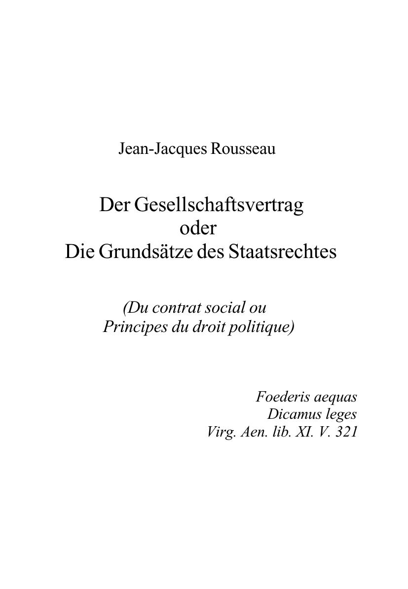 Rousseau - Der Gesellschaftsvertrag