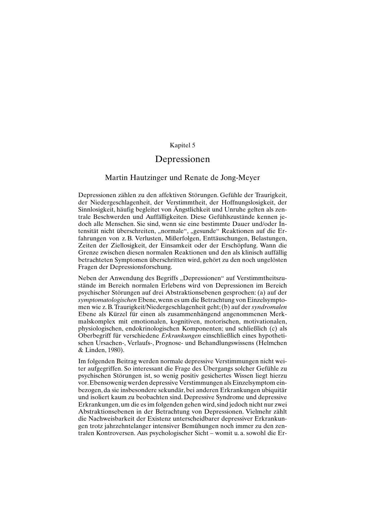 H. Reinecker (Hrsg.): Lehrbuch der Klinischen Psychologie