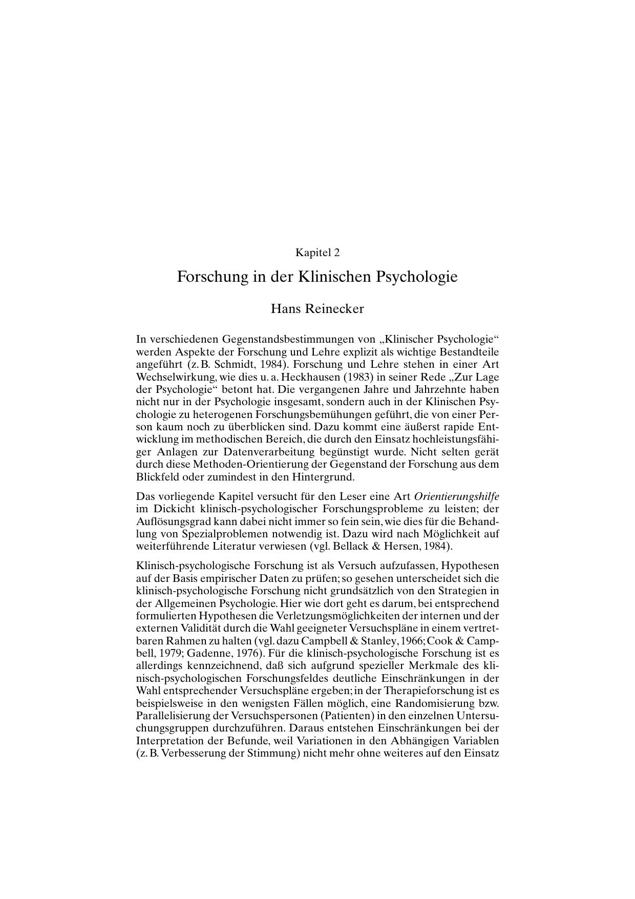H. Reinecker (Hrsg.): Lehrbuch der Klinischen Psychologie