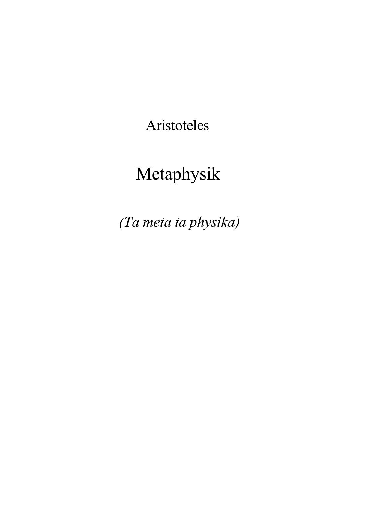 Aristoteles - Metaphysik