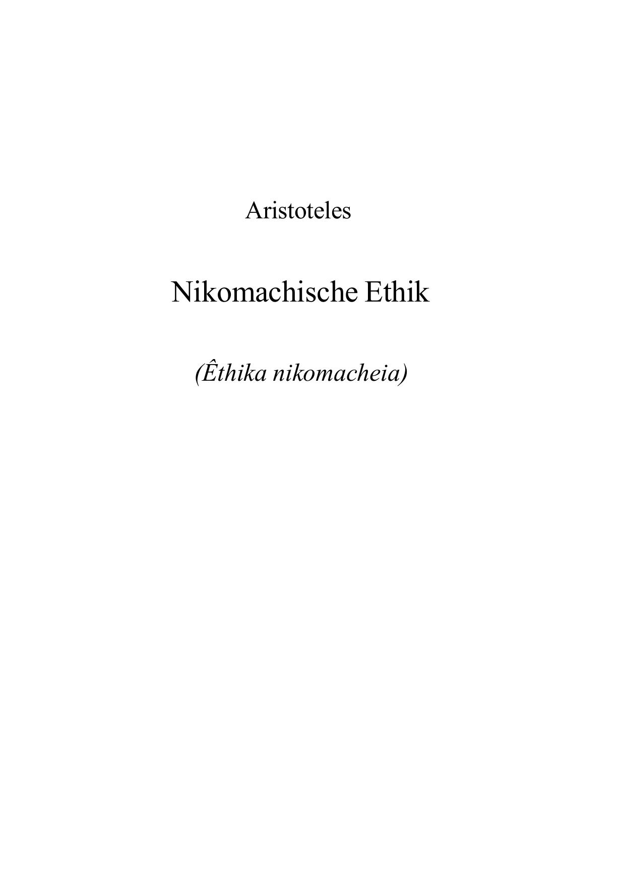 Aristoteles - Nikomachische Ethik