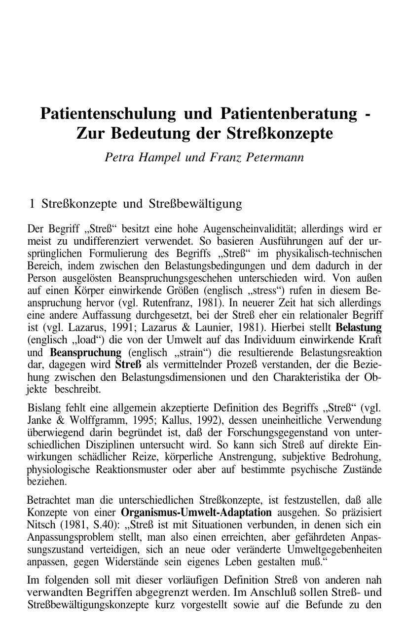 F. Petermann (Hrsg.): Patientenschulung und Patientenberatung