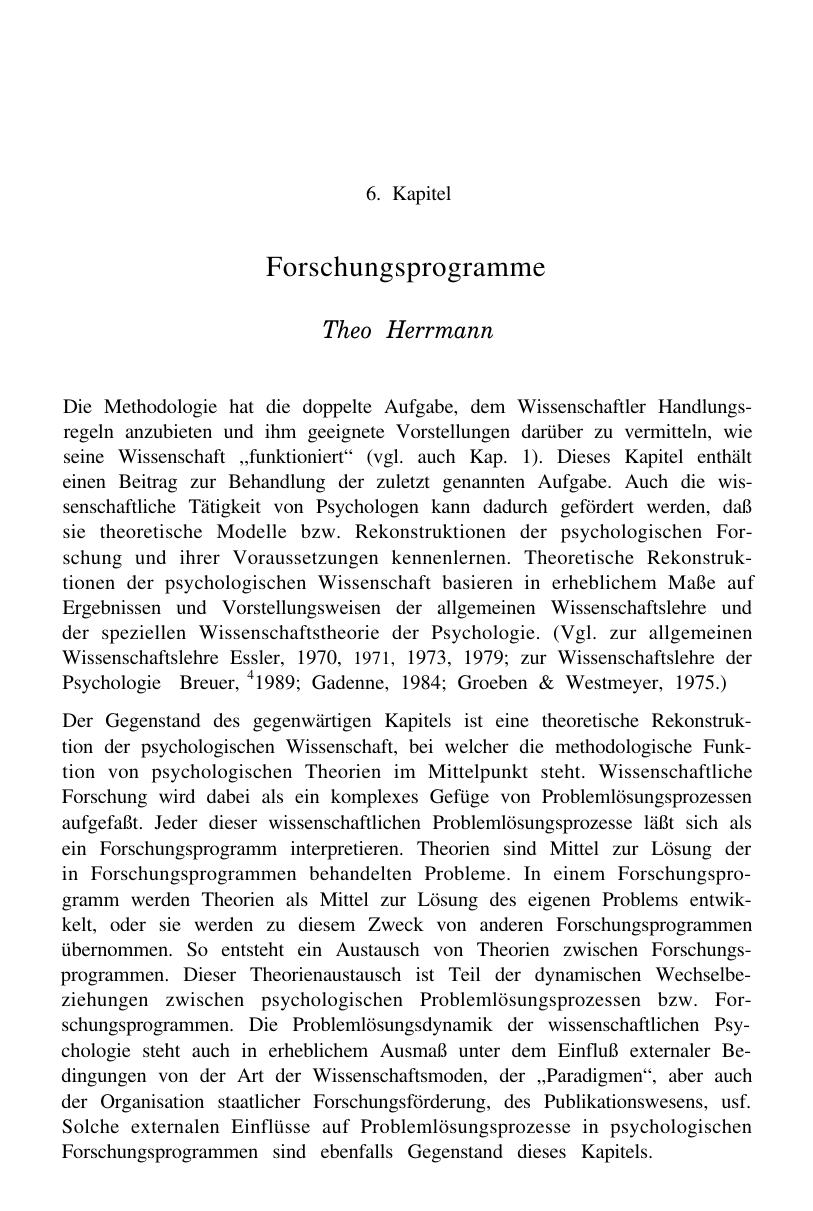 Enzyklopädie der Psychologie. Themenbereich B: Methodologie und Methoden. Serie I: Forschungsmethoden der Psychologie. Bd. 1: Methodologische Grundlagen der Psychologie