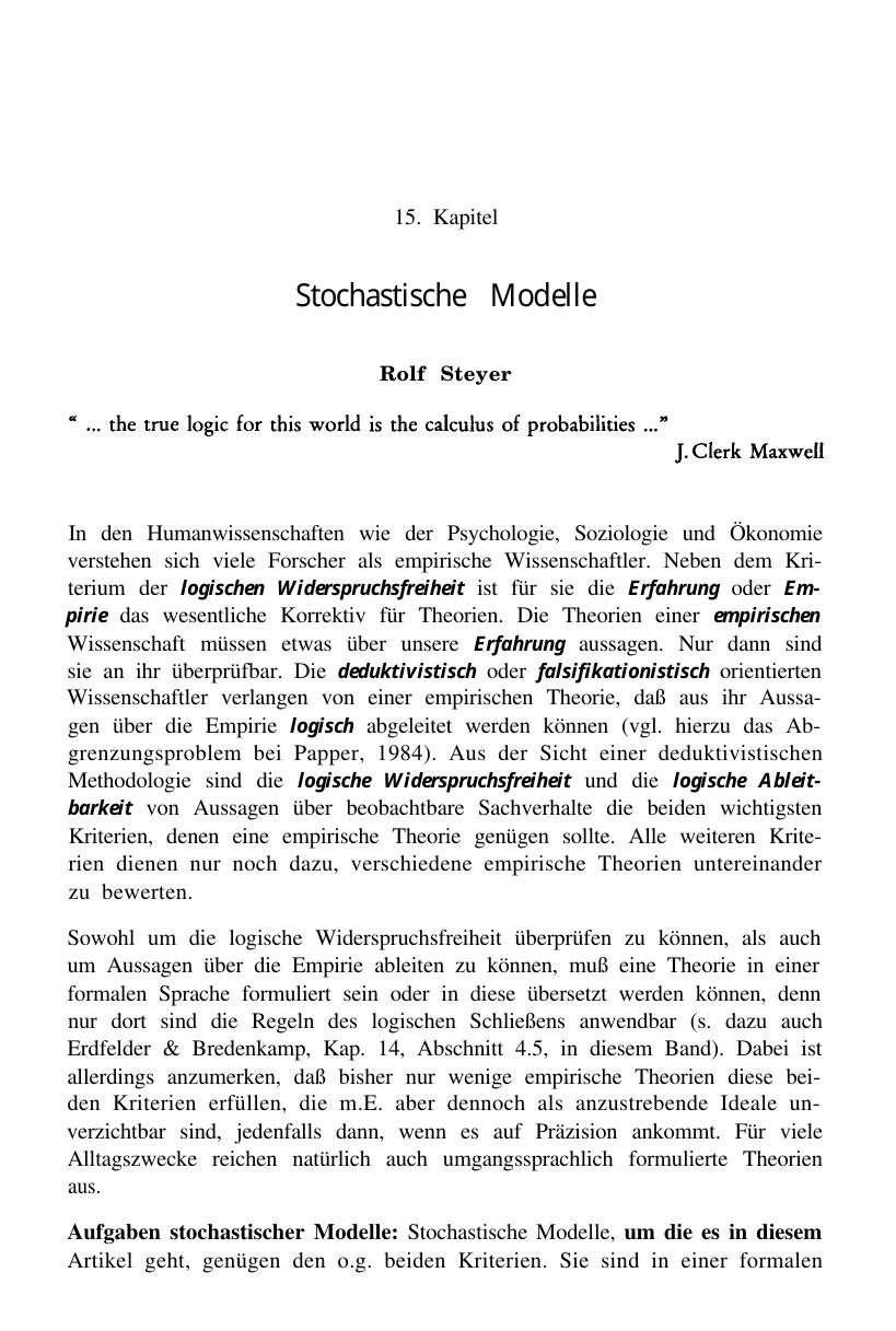Enzyklopädie der Psychologie. Themenbereich B: Methodologie und Methoden. Serie I: Forschungsmethoden der Psychologie. Bd. 1: Methodologische Grundlagen der Psychologie