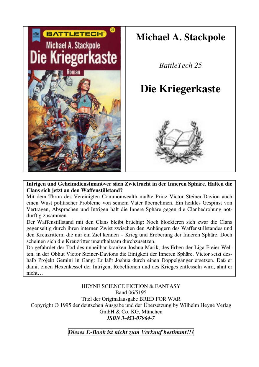 (Microsoft Word - BattleTech - 25 - Michael A Stackpole - Die Kriegerkaste.d\205)