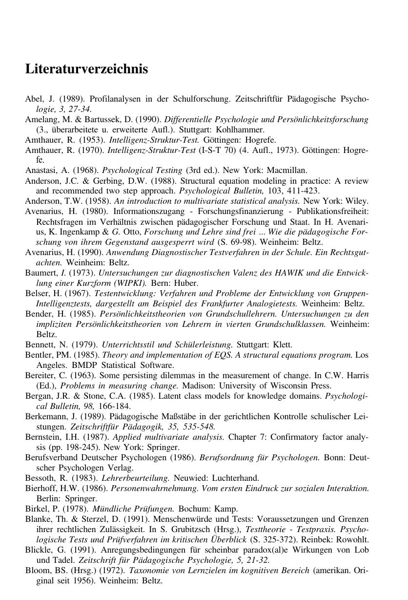 Tent, L. und Stelzl, I.: Pädagogisch-psychologische Diagnostik. Bd. 1