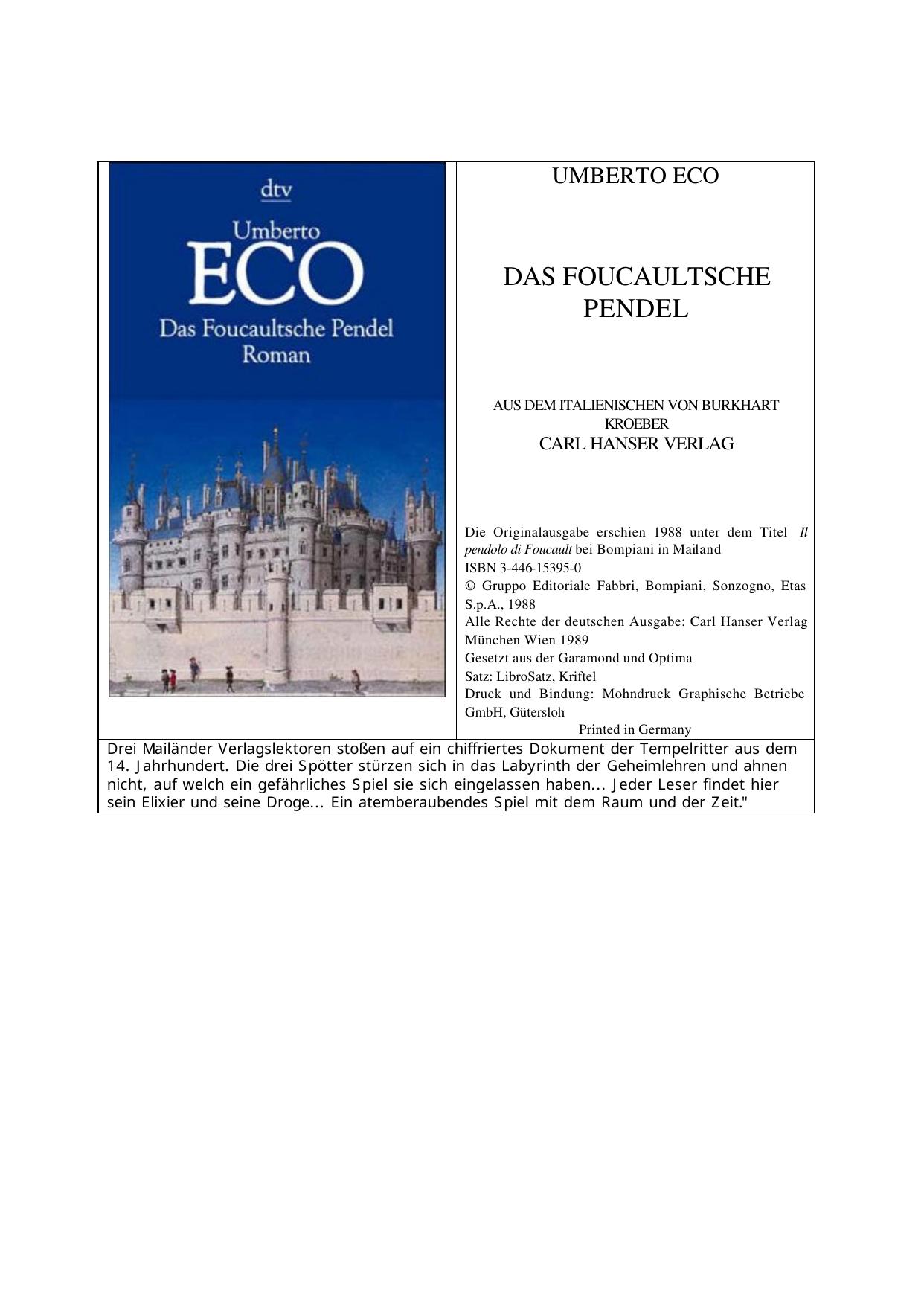 Umberto Eco - Das Foucaultsche Pendel _dt_.doc