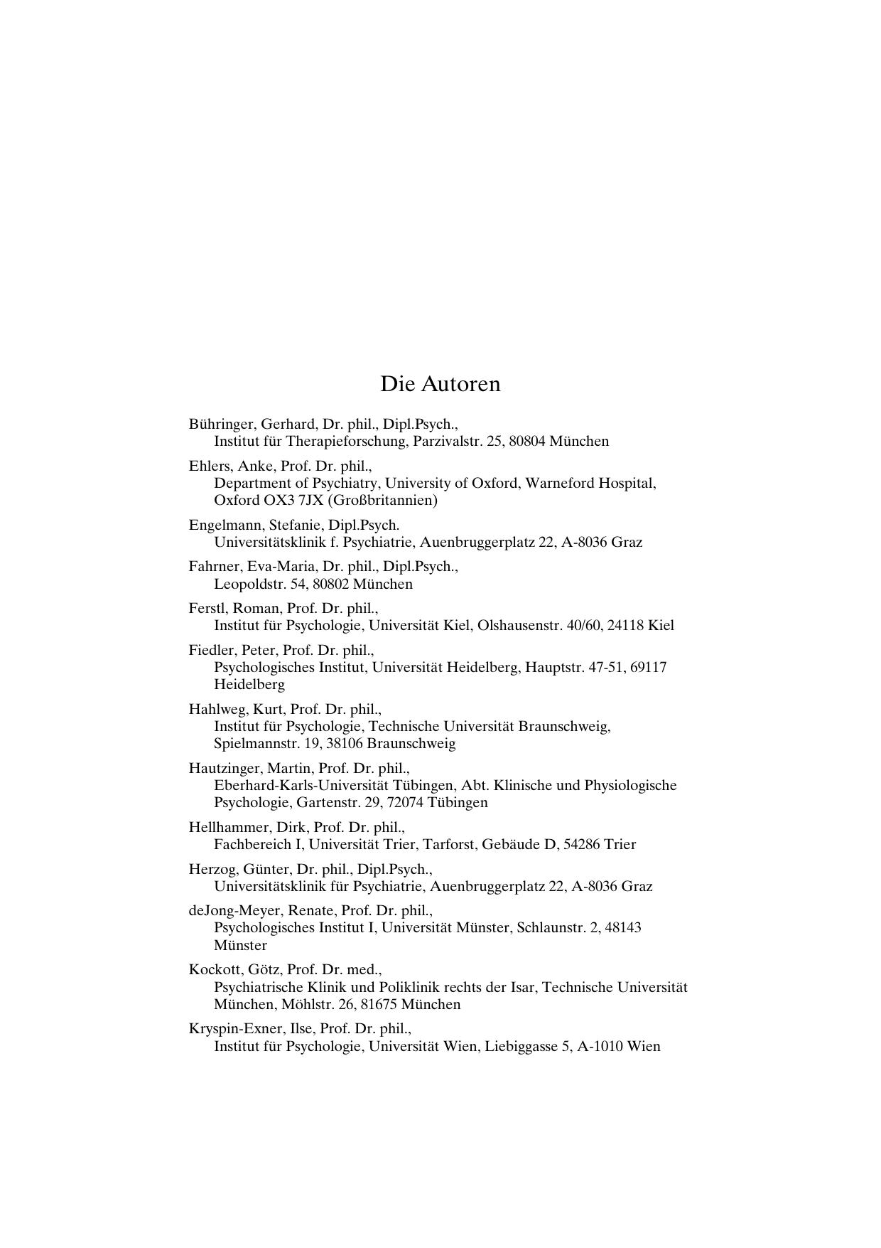 H. Reinecker (Hrsg.): Lehrbuch der Klinischen Psychologie