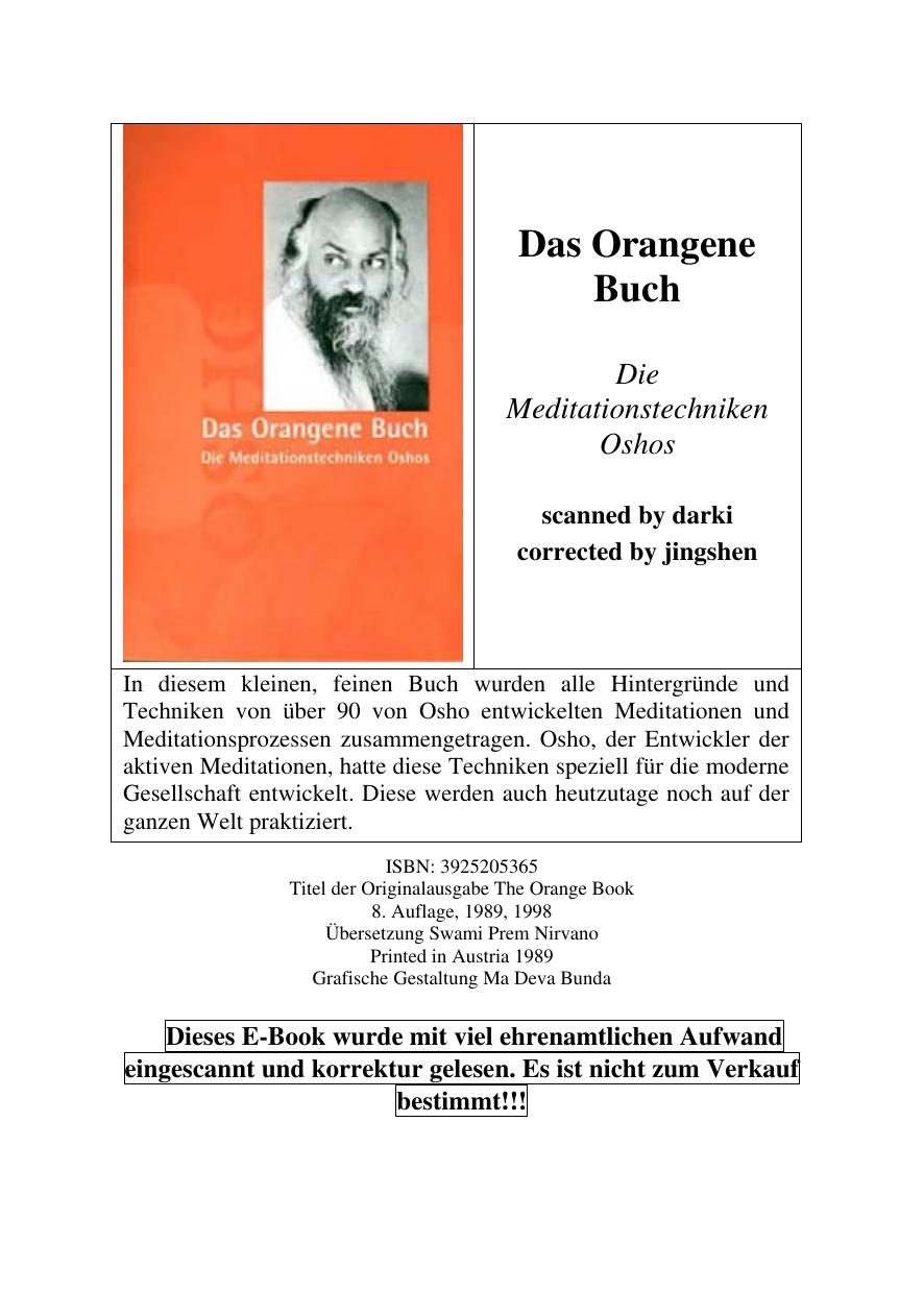 Das Orangene Buch-Die Meditationstechniken Oshos