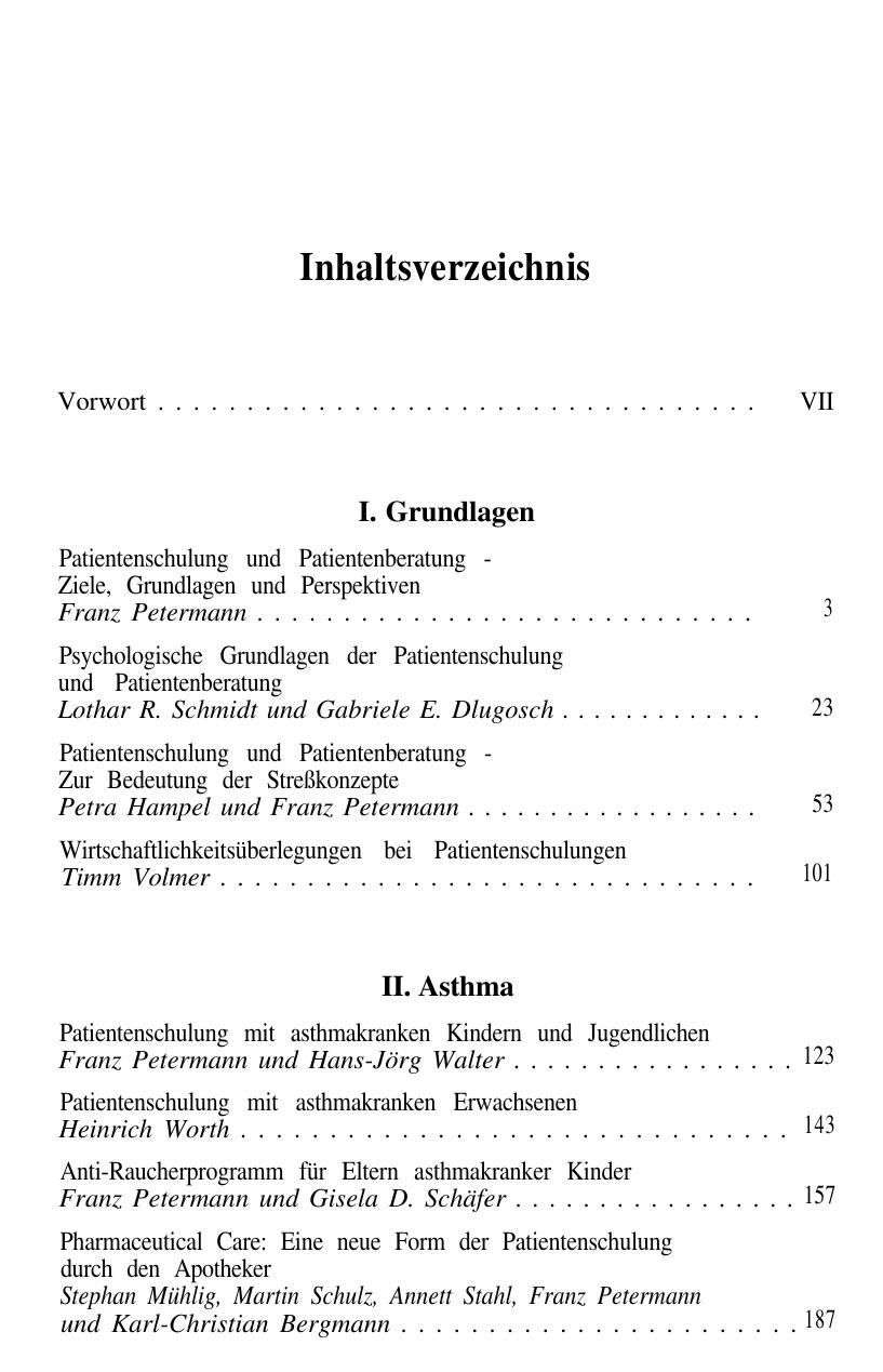 F. Petermann (Hrsg.): Patientenschulung und Patientenberatung
