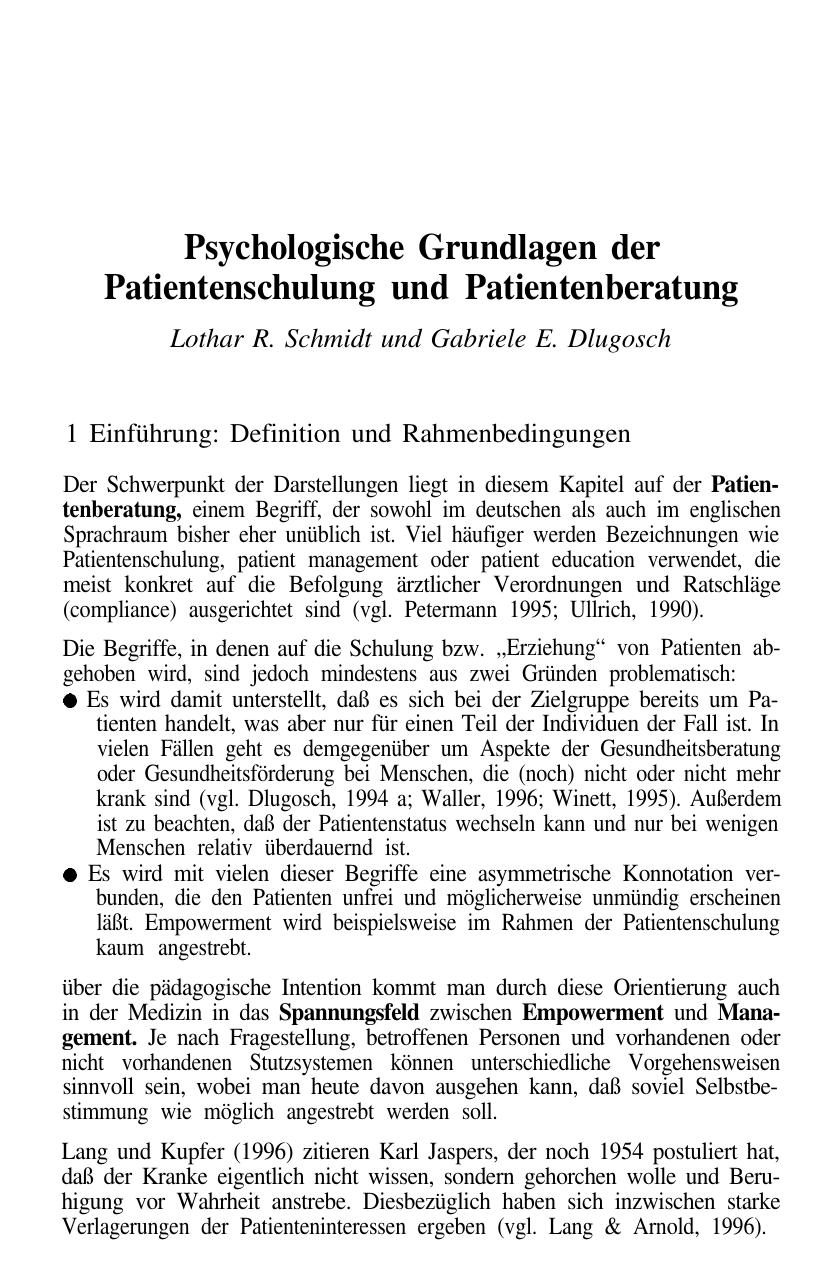 F. Petermann (Hrsg.): Patientenschulung und Patientenberatung
