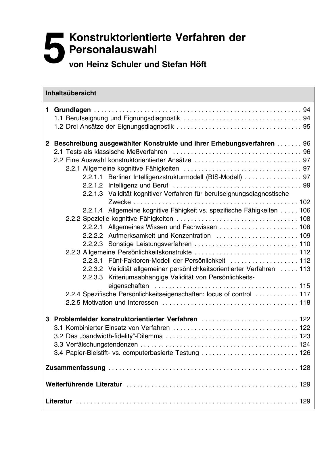 H. Schuler (Hrsg.): Lehrbuch der Personalpsychologie